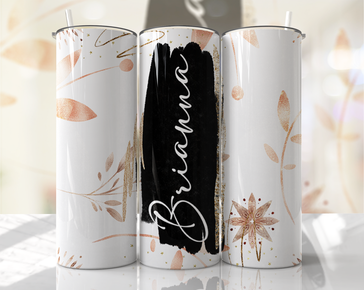 Watercolor Tumbler - 20oz White and Beige