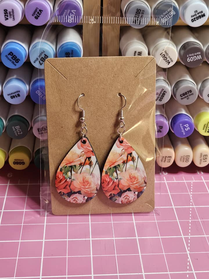 Earrings - MDF Teardrop - Double Sided