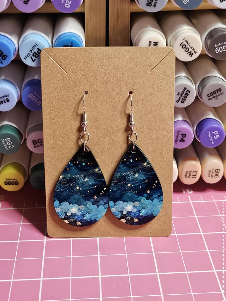 Earrings - MDF Teardrop - Double Sided