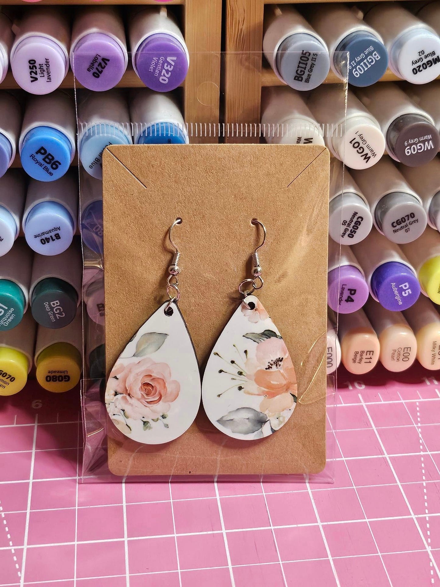 Earrings - MDF Teardrop - Double Sided