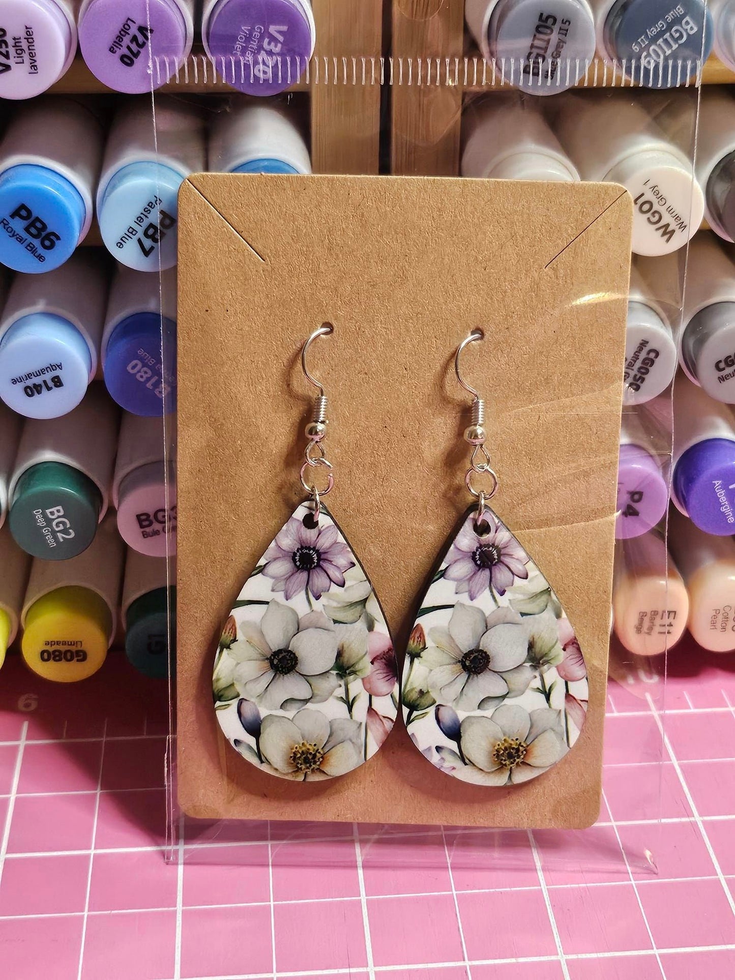 Earrings - MDF Teardrop - Double Sided